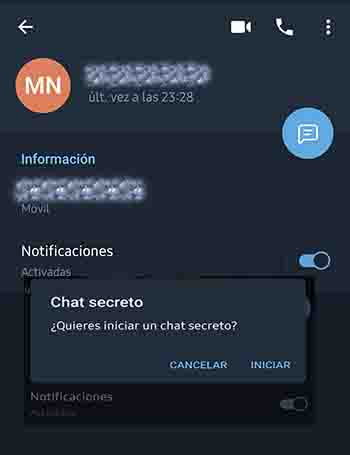 confirmar chat secreto en telegram